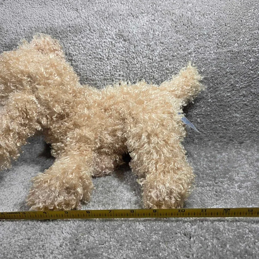 Poodle Dog Plush Tan Curly Fur Standing Stuffed Animal 12